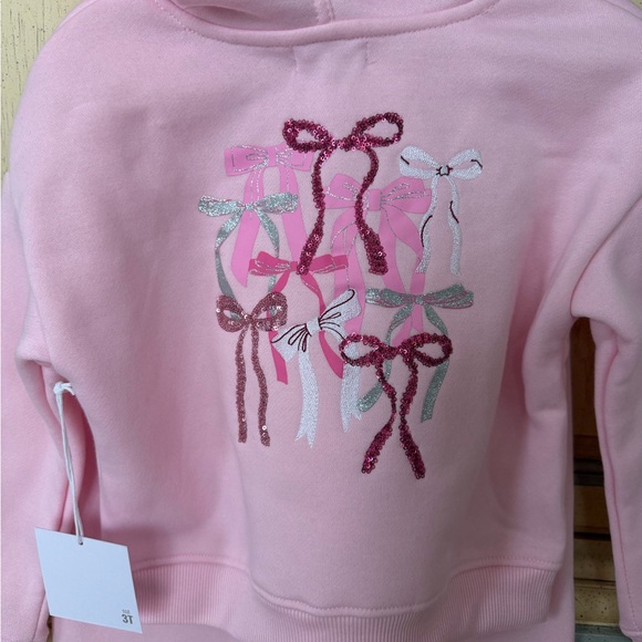 Pink Hooded girls Jumpsuit with Bow - Picture 3 of 4